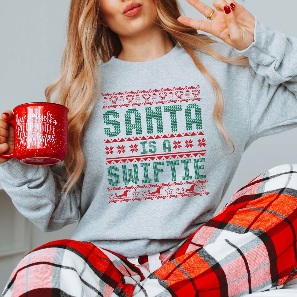 Santa Is A Swiftie Ugly Sweater Graphic Sweatshirt