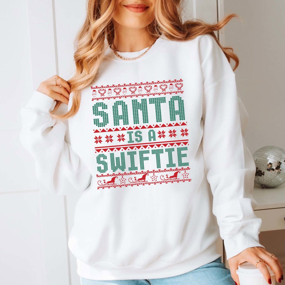 Santa Is A Swiftie Ugly Sweater Graphic Sweatshirt