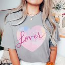 2X Grey Script Lover Heart Comfort Color Tee