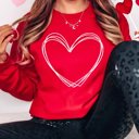 Large Red Sketch Heart Crew Sweatshirt