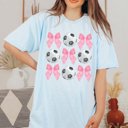 2X Heather Ice Blue Soccer And Bows Collage Tee