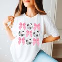 2X White Soccer And Bows Collage Tee