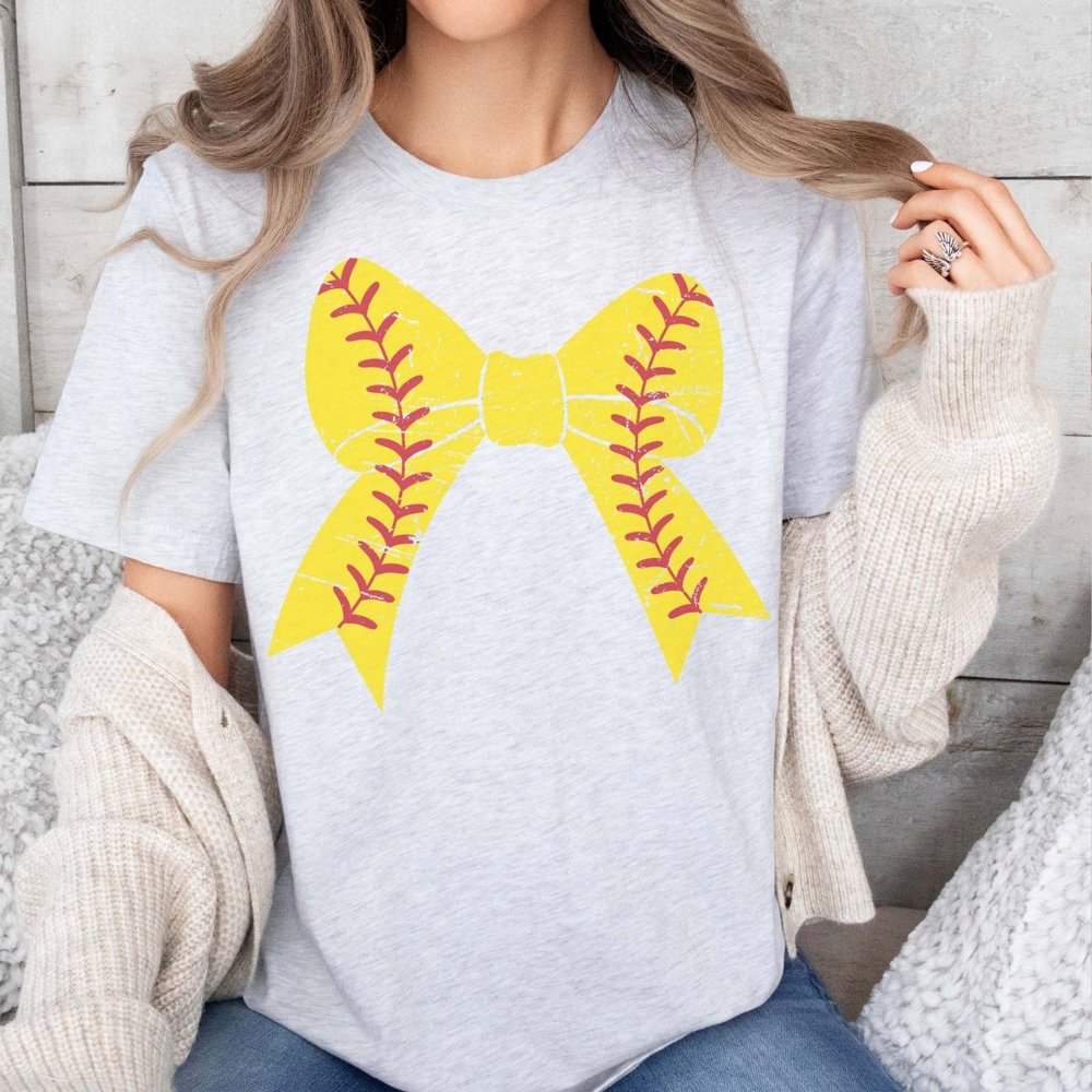 Softball Large Bow Tee