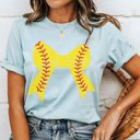 2X Heather Light Blue Softball Large Bow Tee