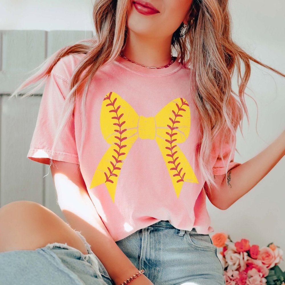 Softball Large Bow Tee