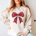  Sparkly Santa Bow Graphic Sweatshirt