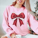  Sparkly Santa Bow Graphic Sweatshirt