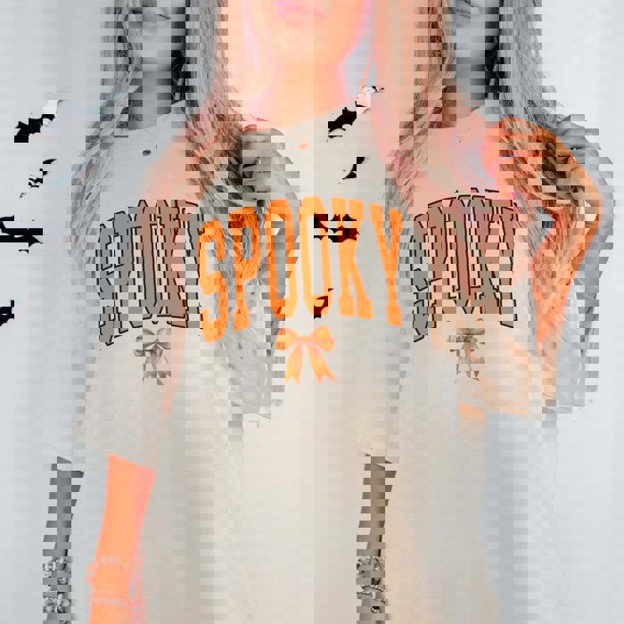Spooky With Bow Comfort Color Graphic Tee
