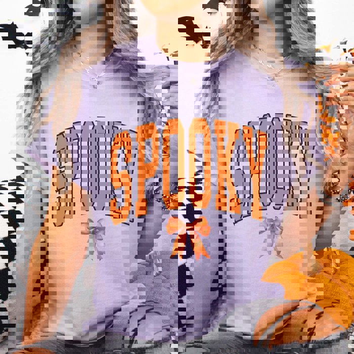 Spooky With Bow Comfort Color Graphic Tee