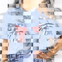 Small Light Blue Stars and Stripes Bow Tee
