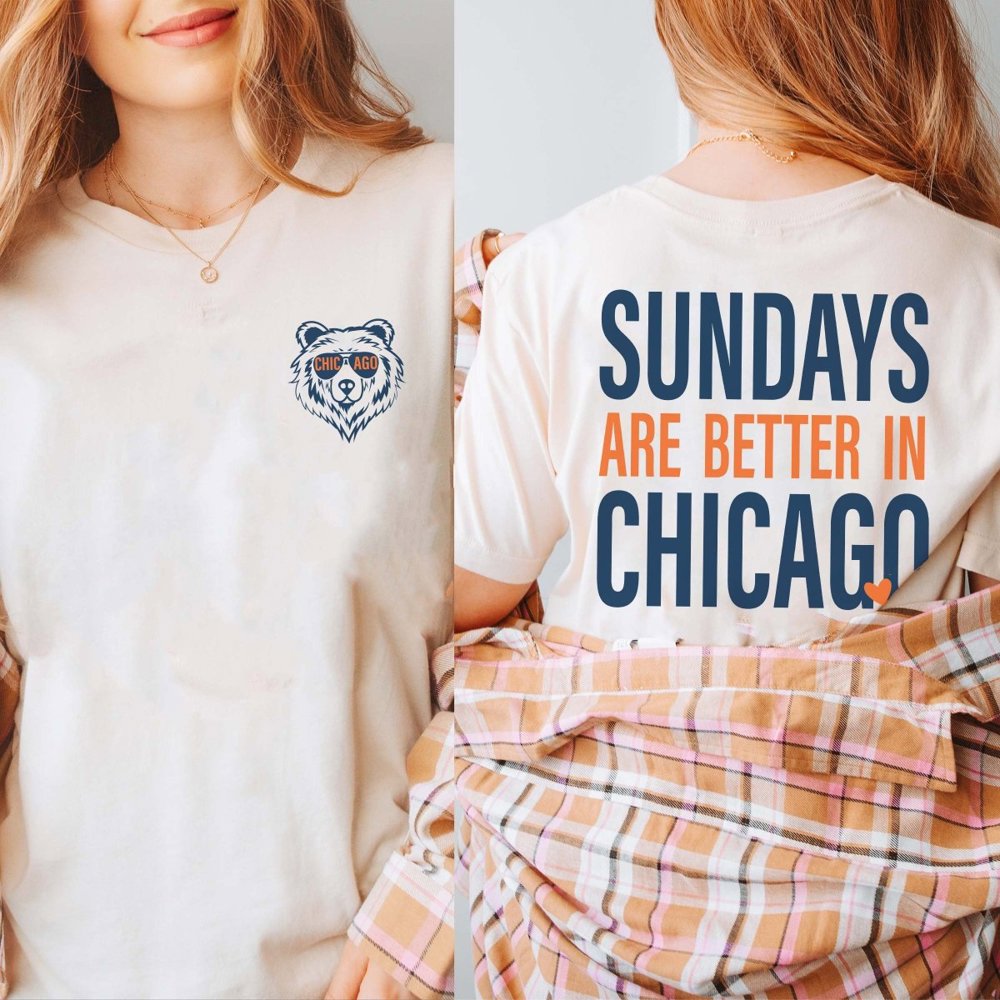 Sundays Are Better In Chicago Bella Graphic Tee With Front And Back Design