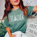  Teacher Christmas Tree White Comfort Colors Tee