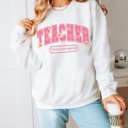 2X White Teacher Floral Crew Sweatshirt