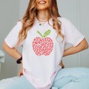 Large Blossom Teacher in Apple and Flowers Comfort Color Graphic Tee