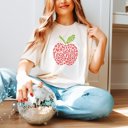 XL Ivory Teacher in Apple and Flowers Comfort Color Graphic Tee