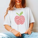 2X White Teacher in Apple and Flowers Comfort Color Graphic Tee