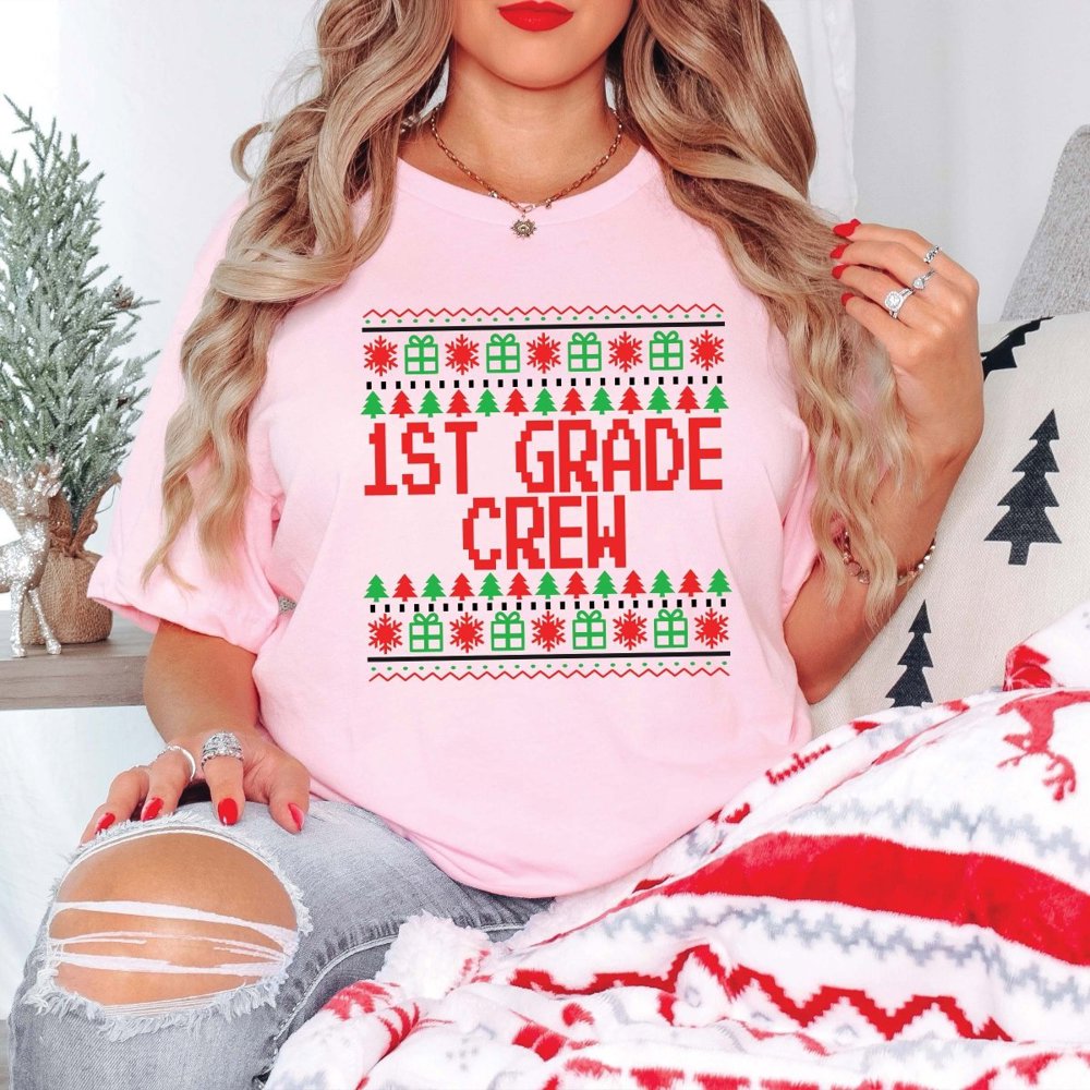 Teacher Ugly Sweater Christmas  Bella Graphic Tee