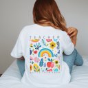 2X White Teacher Watch Them Grow Back Print Comfort Color Graphic Tee