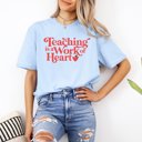 2X Heather Baby Blue Teaching is a Work of Heart Bella Graphic Tee