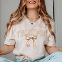 2X Natural Thankful With Bow Bella Graphic Tee