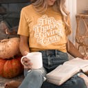 Medium Heather Mustard Thanksgiving Crew Bella Graphic Tee