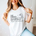 2X White Tired Teachers Department Bella Graphic Tee