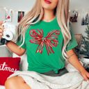 Small Heather Kelly Tis The Season Bows Bella Canvas Tees – Merry & Bright Christmas Graphic Tees for Women