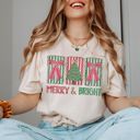 Medium Natural Tis The Season Bows Bella Canvas Tees – Merry & Bright Christmas Graphic Tees for Women