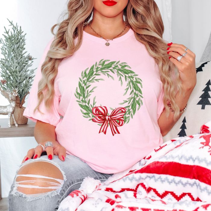 Tis The Season Bows Bella Canvas Tees – Merry & Bright Christmas Graphic Tees for Women