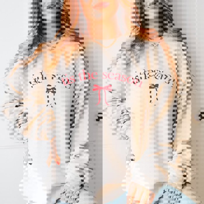 Tis the Season Red Bow Graphic Sweatshirt