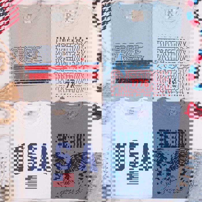 Land of the Free | USA | Freedom | 1776 Patriotic Comfort Color Tees