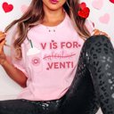 2X Pink V Is For Venti Valentine Bella Graphic Tee