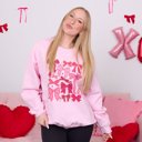 2X Pink Valentine Bow Collage Graphic Sweatshirt