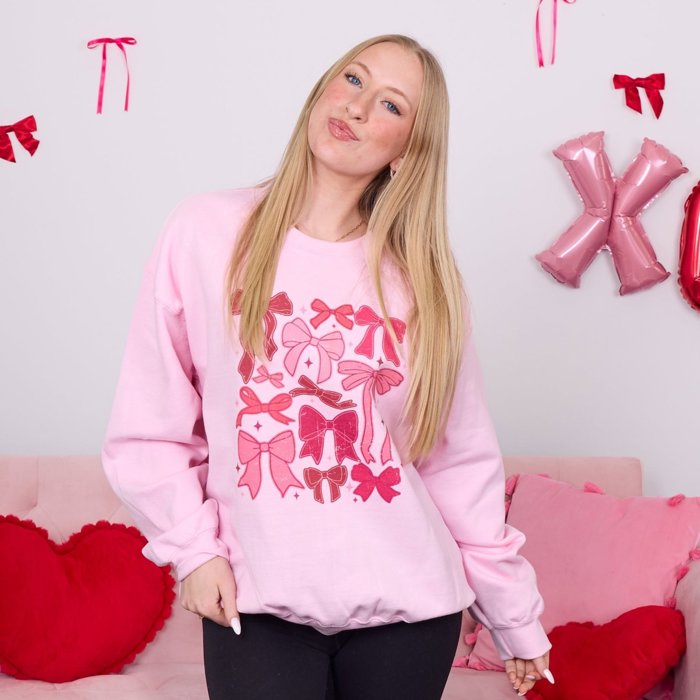 Valentine Bow Collage Graphic Sweatshirt