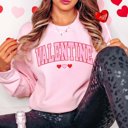 2X Pink Valentine Collegiate Hearts Crew Sweatshirt