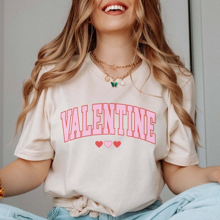 Valentine Collegiate Hearts Bella Graphic Tee