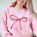 2X Pink Valentine's Day Red Bow Graphic Sweatshirt