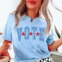 Small Heather Light Blue VOTE 3 Stars Graphic Tee