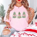  Watercolor Christmas Trees With Pink Bows Bella Graphic Tee