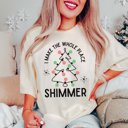 2X Ivory Whole Place Shimmer Disco Christmas Comfort Colors Tee