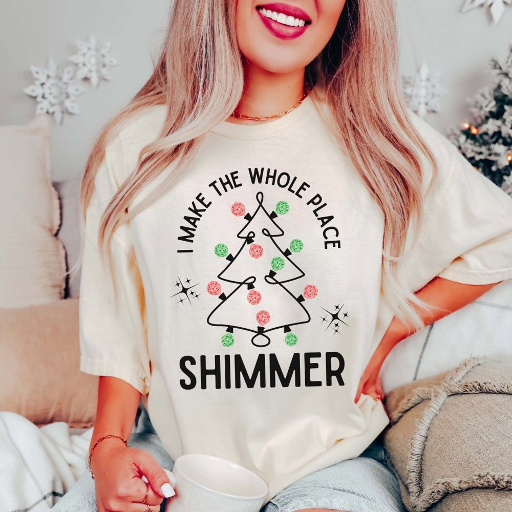 Whole Place Shimmer Disco Christmas Comfort Colors Tee