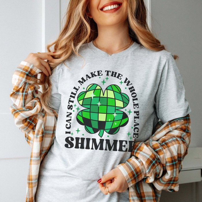 Make The Whole Place Shimmer Shamrock Disco Tee