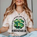 Large Natural Make The Whole Place Shimmer Shamrock Disco Tee