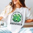 Large White Make The Whole Place Shimmer Shamrock Disco Tee