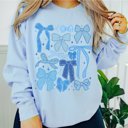  Winter Blue Bow Collage Graphic Sweatshirt