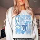 2X Ash Winter Blue Bow Collage Graphic Sweatshirt