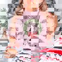 Medium Pink Wreath With Red Striped Bow Bella Graphic Tee