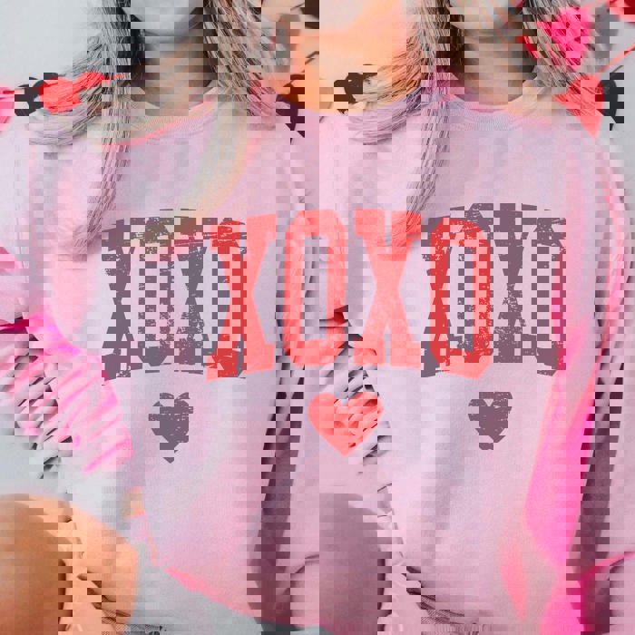 XOXO Heart Distressed Graphic Sweatshirt
