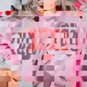 Small Pink XOXO Heart Distressed Graphic Sweatshirt