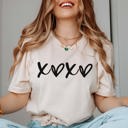 2X Natural XOXO With Hearts Bella Graphic Tee